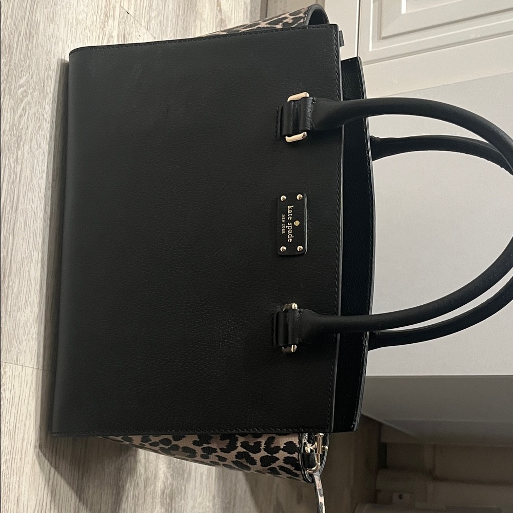 Kate Spade Black Tote with Leopard Accents